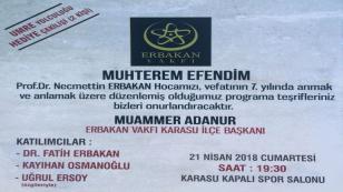 Erbakan Karasu’da Yad Edilecek