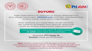 PTT'den Ücretsiz Maske