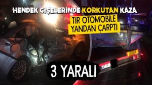 Tır Otomobile Çarptı, 3 Yaralı